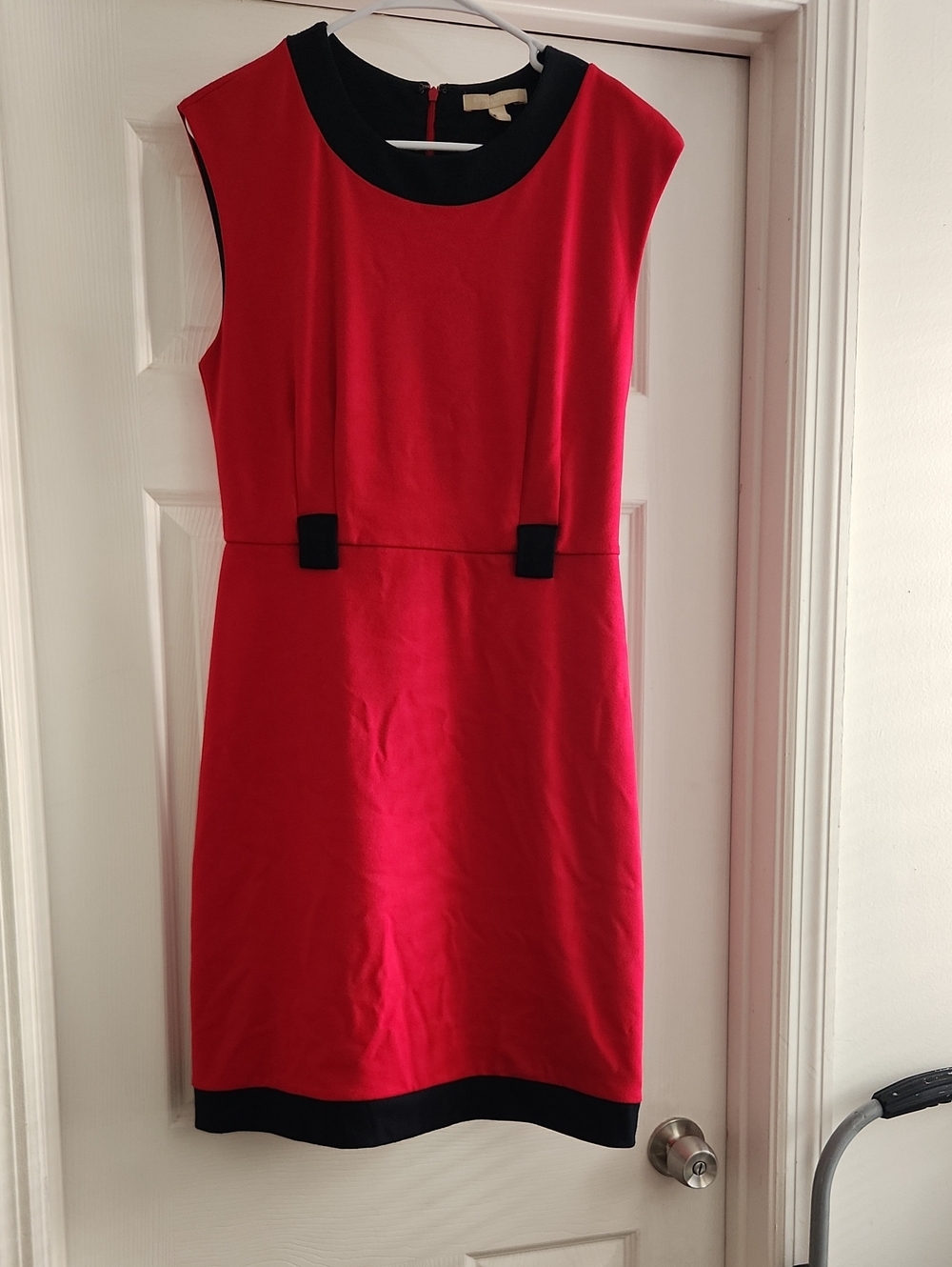 Banana Republic Red Sleeveless Sheath Dress with Black Trim